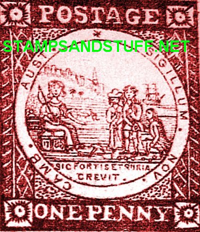 New South Wales 1850 1p red stamp varieties